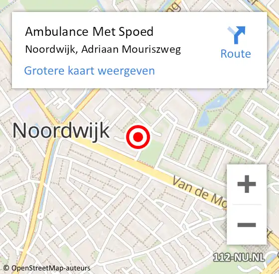 Locatie op kaart van de 112 melding: Ambulance Met Spoed Naar Noordwijk, Adriaan Mouriszweg op 12 juli 2022 20:56
