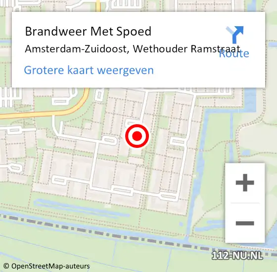 Locatie op kaart van de 112 melding: Brandweer Met Spoed Naar Amsterdam-Zuidoost, Wethouder Ramstraat op 12 juli 2022 21:01