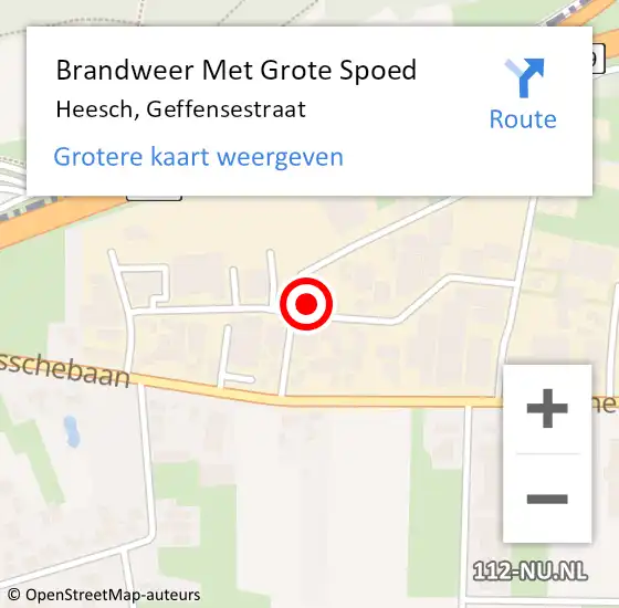 Locatie op kaart van de 112 melding: Brandweer Met Grote Spoed Naar Heesch, Geffensestraat op 12 juli 2022 21:09