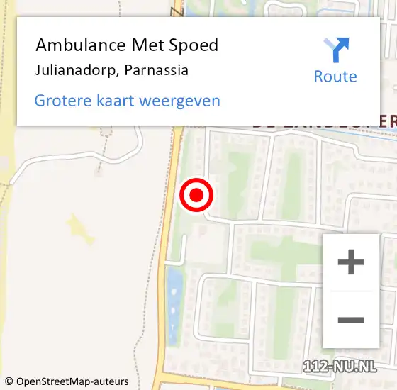 Locatie op kaart van de 112 melding: Ambulance Met Spoed Naar Julianadorp, Parnassia op 12 juli 2022 21:09