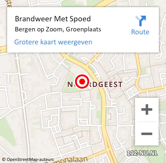 Locatie op kaart van de 112 melding: Brandweer Met Spoed Naar Bergen op Zoom, Groenplaats op 12 juli 2022 21:18