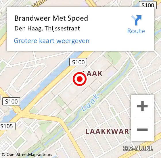 Locatie op kaart van de 112 melding: Brandweer Met Spoed Naar Den Haag, Thijssestraat op 12 juli 2022 21:57