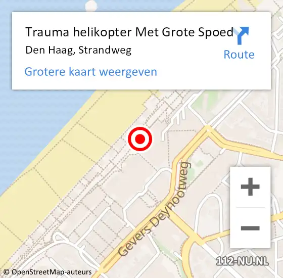 Locatie op kaart van de 112 melding: Trauma helikopter Met Grote Spoed Naar Den Haag, Strandweg op 12 juli 2022 22:07