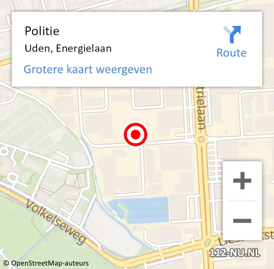 Locatie op kaart van de 112 melding: Politie Uden, Energielaan op 12 juli 2022 22:26