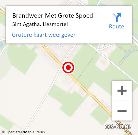 Locatie op kaart van de 112 melding: Brandweer Met Grote Spoed Naar Sint Agatha, Liesmortel op 12 juli 2022 22:30