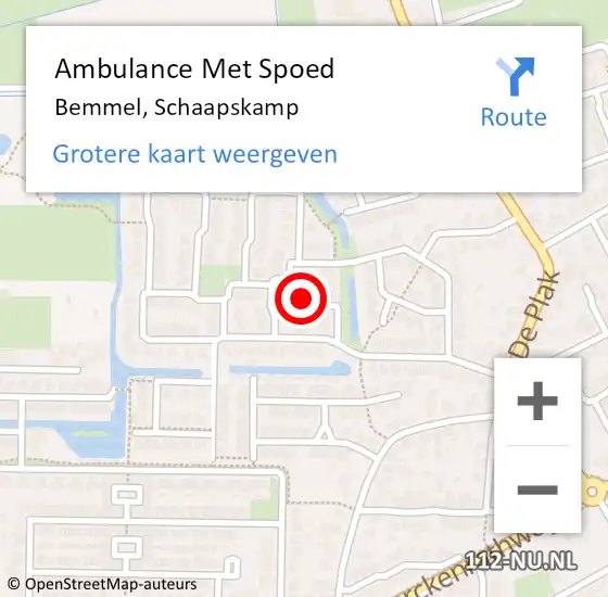 Locatie op kaart van de 112 melding: Ambulance Met Spoed Naar Bemmel, Schaapskamp op 12 juli 2022 22:32