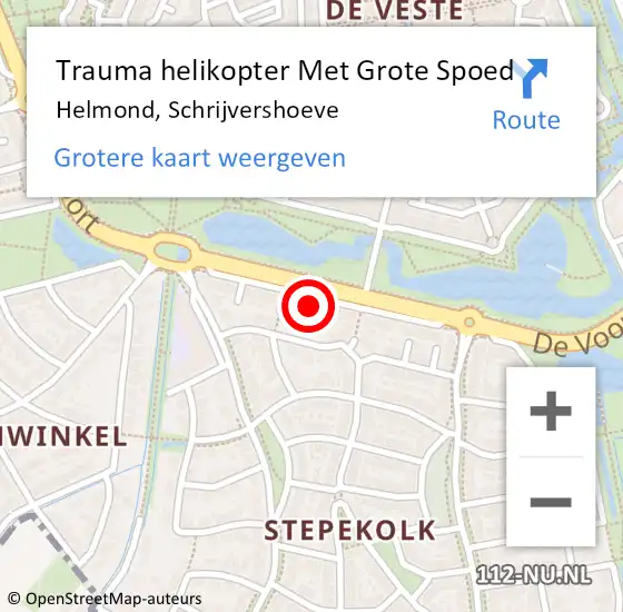 Locatie op kaart van de 112 melding: Trauma helikopter Met Grote Spoed Naar Helmond, Schrijvershoeve op 12 juli 2022 22:33