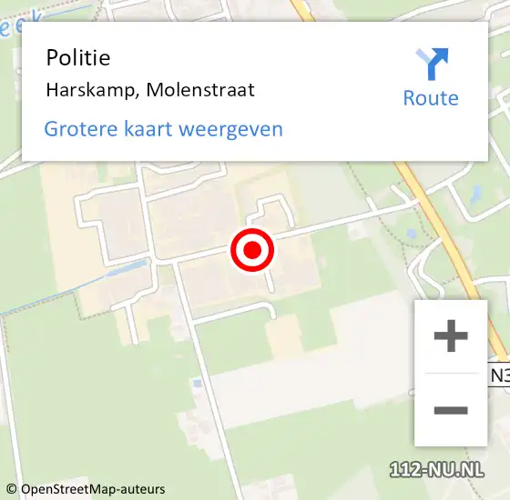 Locatie op kaart van de 112 melding: Politie Harskamp, Molenstraat op 12 juli 2022 22:57