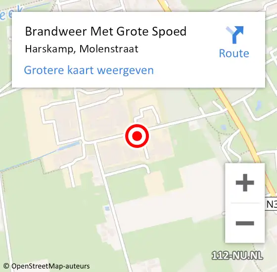 Locatie op kaart van de 112 melding: Brandweer Met Grote Spoed Naar Harskamp, Molenstraat op 12 juli 2022 22:57