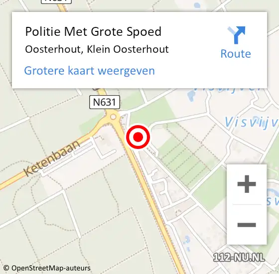 Locatie op kaart van de 112 melding: Politie Met Grote Spoed Naar Oosterhout, Klein Oosterhout op 12 juli 2022 23:01