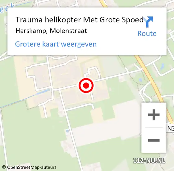 Locatie op kaart van de 112 melding: Trauma helikopter Met Grote Spoed Naar Harskamp, Molenstraat op 12 juli 2022 23:03