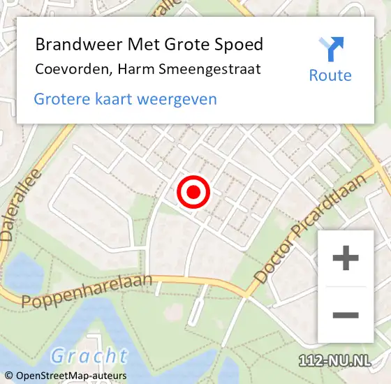 Locatie op kaart van de 112 melding: Brandweer Met Grote Spoed Naar Coevorden, Harm Smeengestraat op 23 juli 2014 03:13