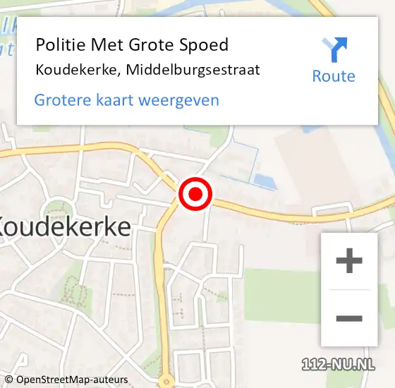 Locatie op kaart van de 112 melding: Politie Met Grote Spoed Naar Koudekerke, Middelburgsestraat op 12 juli 2022 23:35