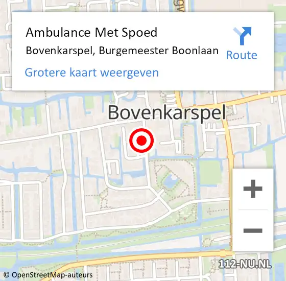 Locatie op kaart van de 112 melding: Ambulance Met Spoed Naar Bovenkarspel, Burgemeester Boonlaan op 12 juli 2022 23:45