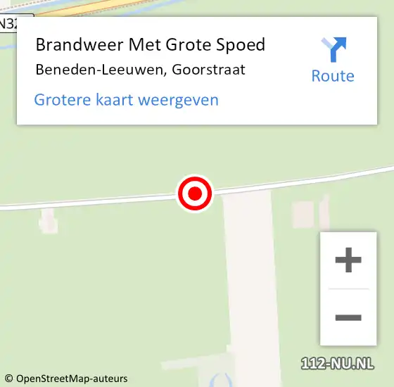 Locatie op kaart van de 112 melding: Brandweer Met Grote Spoed Naar Beneden-Leeuwen, Goorstraat op 23 juli 2014 03:20