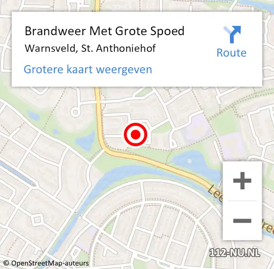 Locatie op kaart van de 112 melding: Brandweer Met Grote Spoed Naar Warnsveld, St. Anthoniehof op 13 juli 2022 00:29