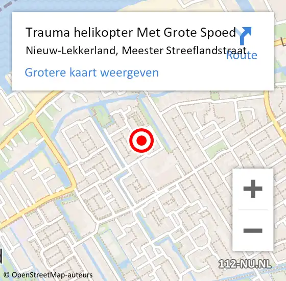 Locatie op kaart van de 112 melding: Trauma helikopter Met Grote Spoed Naar Nieuw-Lekkerland, Meester Streeflandstraat op 13 juli 2022 00:32