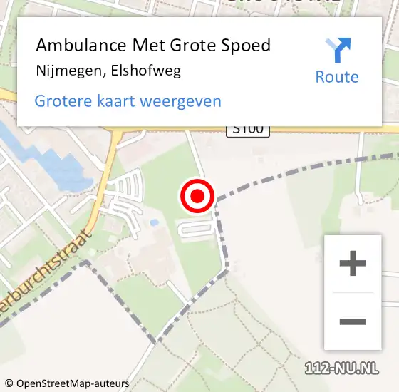 Locatie op kaart van de 112 melding: Ambulance Met Grote Spoed Naar Nijmegen, Elshofweg op 13 juli 2022 00:57