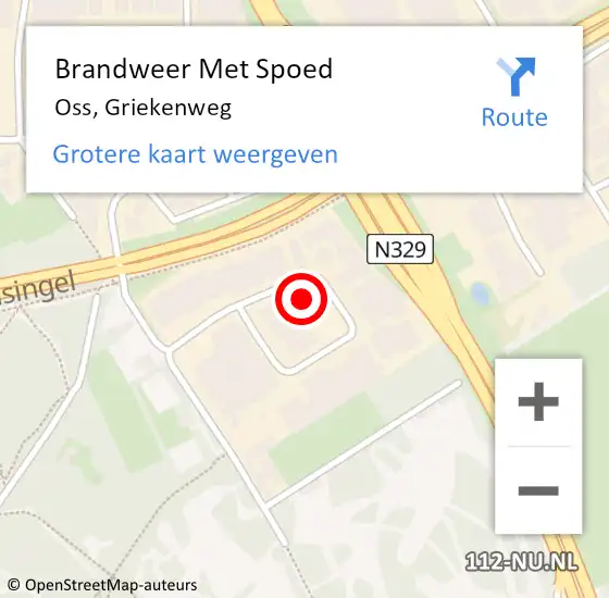 Locatie op kaart van de 112 melding: Brandweer Met Spoed Naar Oss, Griekenweg op 13 juli 2022 01:18