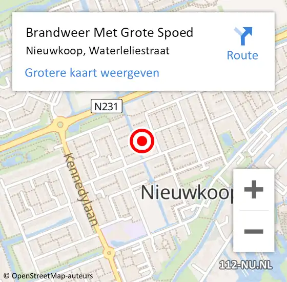 Locatie op kaart van de 112 melding: Brandweer Met Grote Spoed Naar Nieuwkoop, Waterleliestraat op 13 juli 2022 02:45