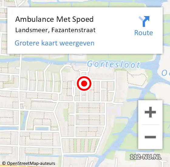 Locatie op kaart van de 112 melding: Ambulance Met Spoed Naar Landsmeer, Fazantenstraat op 13 juli 2022 03:24