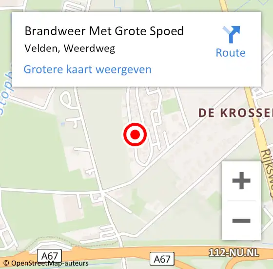 Locatie op kaart van de 112 melding: Brandweer Met Grote Spoed Naar Velden, Weerdweg op 13 juli 2022 03:28