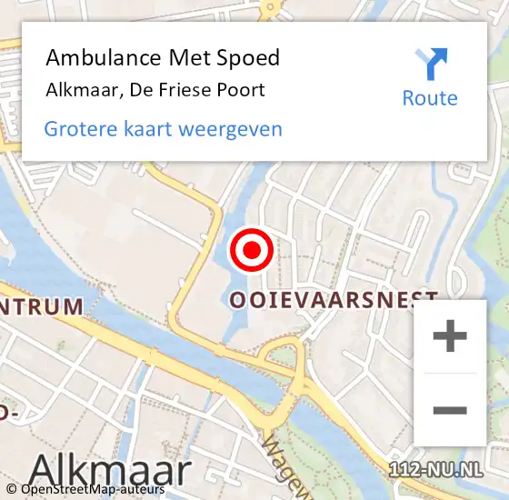 Locatie op kaart van de 112 melding: Ambulance Met Spoed Naar Alkmaar, De Friese Poort op 13 juli 2022 05:27