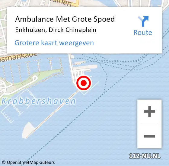 Locatie op kaart van de 112 melding: Ambulance Met Grote Spoed Naar Enkhuizen, Dirck Chinaplein op 13 juli 2022 05:44