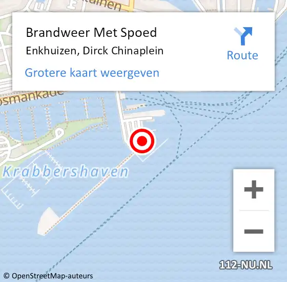 Locatie op kaart van de 112 melding: Brandweer Met Spoed Naar Enkhuizen, Dirck Chinaplein op 13 juli 2022 05:46