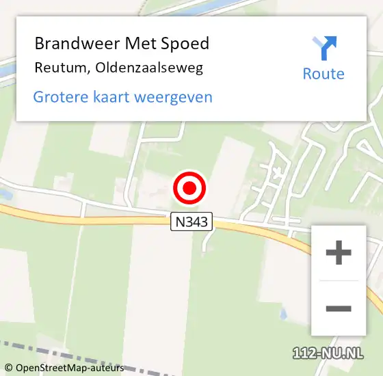 Locatie op kaart van de 112 melding: Brandweer Met Spoed Naar Reutum, Oldenzaalseweg op 13 juli 2022 06:45