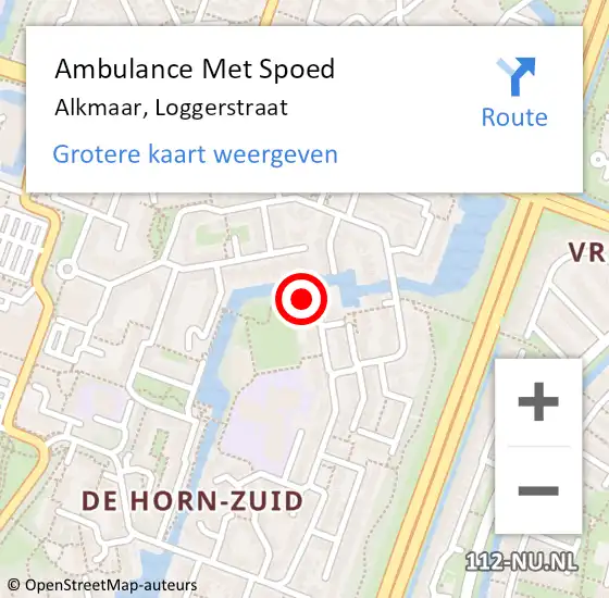 Locatie op kaart van de 112 melding: Ambulance Met Spoed Naar Alkmaar, Loggerstraat op 13 juli 2022 06:52