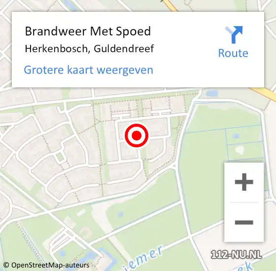 Locatie op kaart van de 112 melding: Brandweer Met Spoed Naar Herkenbosch, Guldendreef op 13 juli 2022 07:14