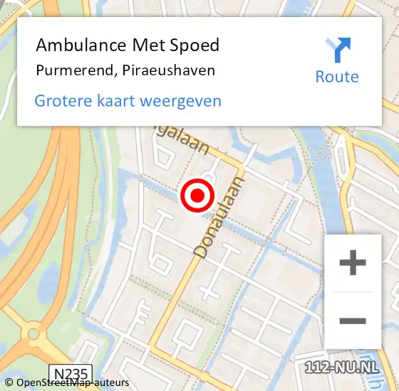 Locatie op kaart van de 112 melding: Ambulance Met Spoed Naar Purmerend, Piraeushaven op 13 juli 2022 07:39