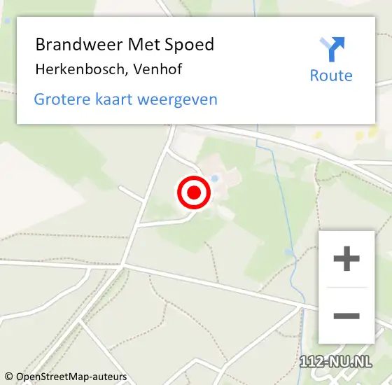 Locatie op kaart van de 112 melding: Brandweer Met Spoed Naar Herkenbosch, Venhof op 13 juli 2022 07:41