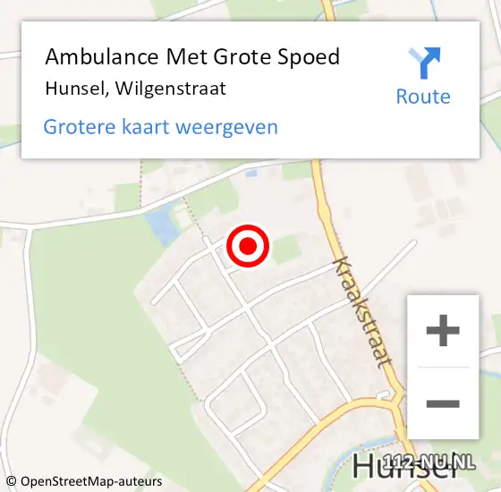 Locatie op kaart van de 112 melding: Ambulance Met Grote Spoed Naar Hunsel, Wilgenstraat op 13 juli 2022 08:08