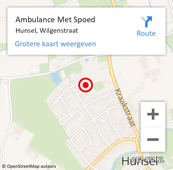 Locatie op kaart van de 112 melding: Ambulance Met Spoed Naar Hunsel, Wilgenstraat op 13 juli 2022 08:36