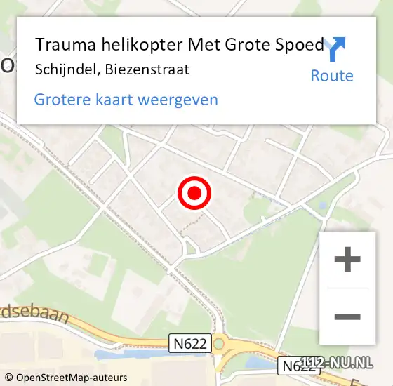 Locatie op kaart van de 112 melding: Trauma helikopter Met Grote Spoed Naar Schijndel, Biezenstraat op 13 juli 2022 08:39