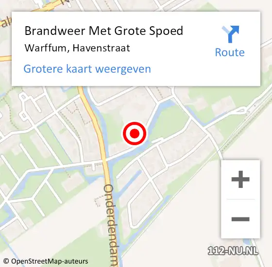 Locatie op kaart van de 112 melding: Brandweer Met Grote Spoed Naar Warffum, Havenstraat op 13 juli 2022 08:40