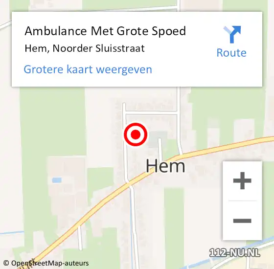 Locatie op kaart van de 112 melding: Ambulance Met Grote Spoed Naar Hem, Noorder Sluisstraat op 13 juli 2022 08:45