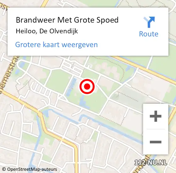 Locatie op kaart van de 112 melding: Brandweer Met Grote Spoed Naar Heiloo, De Olvendijk op 13 juli 2022 08:56