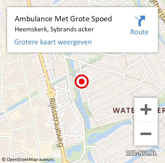 Locatie op kaart van de 112 melding: Ambulance Met Grote Spoed Naar Heemskerk, Sybrands acker op 13 juli 2022 08:57