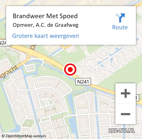 Locatie op kaart van de 112 melding: Brandweer Met Spoed Naar Opmeer, A.C. de Graafweg op 13 juli 2022 08:58