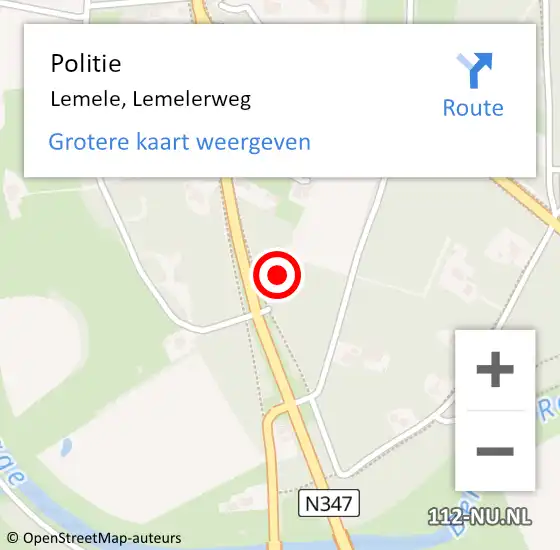 Locatie op kaart van de 112 melding: Politie Lemele, Lemelerweg op 13 juli 2022 09:09