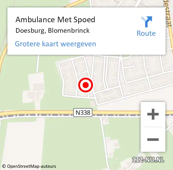 Locatie op kaart van de 112 melding: Ambulance Met Spoed Naar Doesburg, Blomenbrinck op 13 juli 2022 09:16