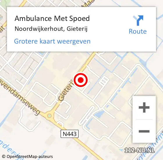 Locatie op kaart van de 112 melding: Ambulance Met Spoed Naar Noordwijkerhout, Gieterij op 13 juli 2022 09:32