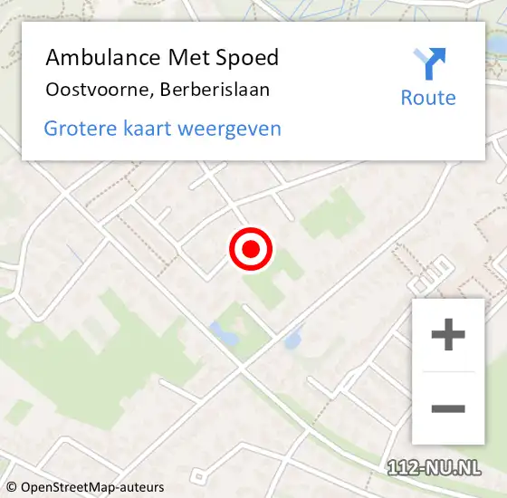 Locatie op kaart van de 112 melding: Ambulance Met Spoed Naar Oostvoorne, Berberislaan op 13 juli 2022 09:39