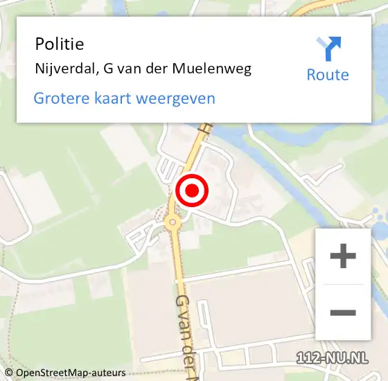 Locatie op kaart van de 112 melding: Politie Nijverdal, G van der Muelenweg op 13 juli 2022 10:08
