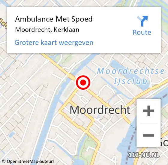 Locatie op kaart van de 112 melding: Ambulance Met Spoed Naar Moordrecht, Kerklaan op 13 juli 2022 10:09