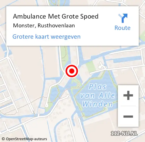 Locatie op kaart van de 112 melding: Ambulance Met Grote Spoed Naar Monster, Rusthovenlaan op 13 juli 2022 10:23