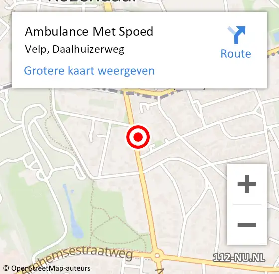 Locatie op kaart van de 112 melding: Ambulance Met Spoed Naar Velp, Daalhuizerweg op 13 juli 2022 10:29